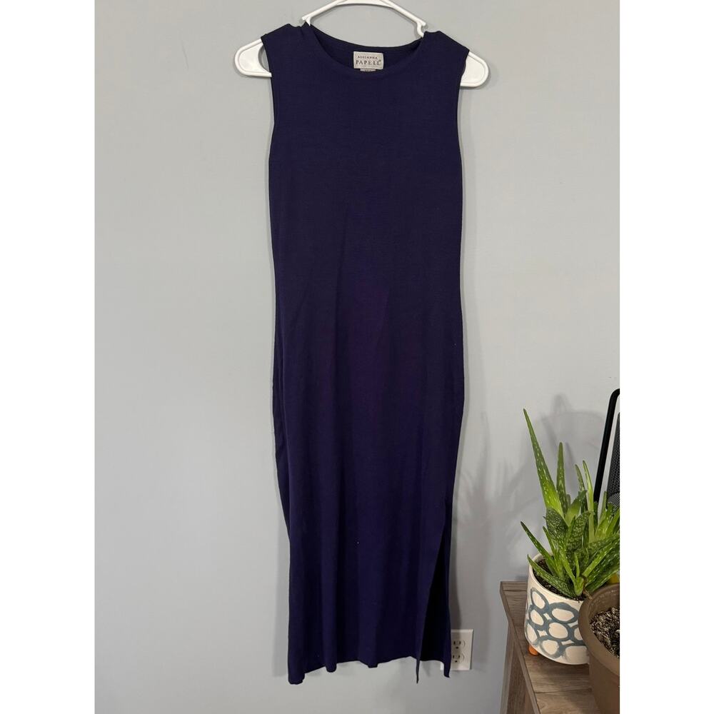 Vintage Adrianna Papell Purple Acrylic & Wool Blend Knit Maxi Dress Size Small